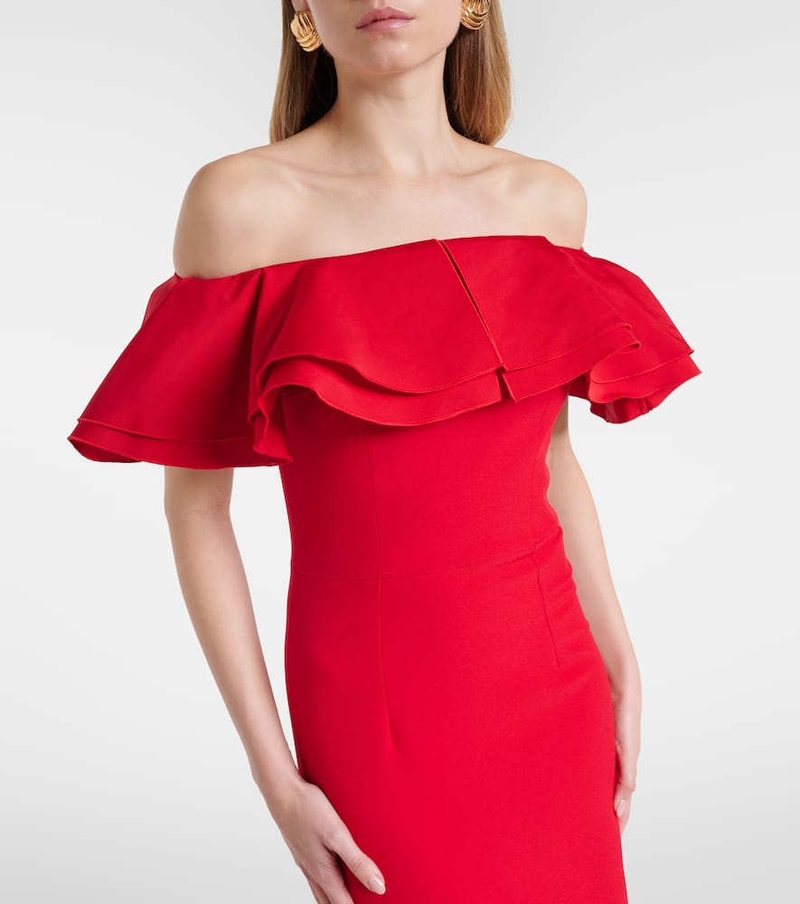 Ryan ruffled off-shoulder crêpe gown