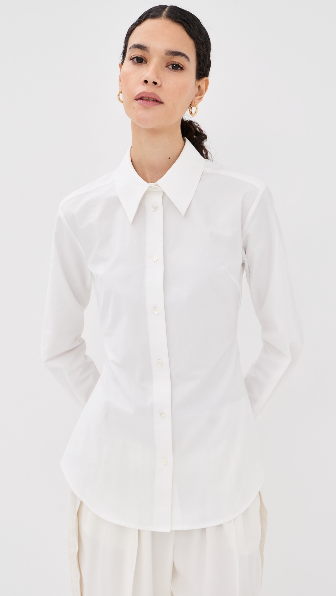 Sharp Open Back Shirt White