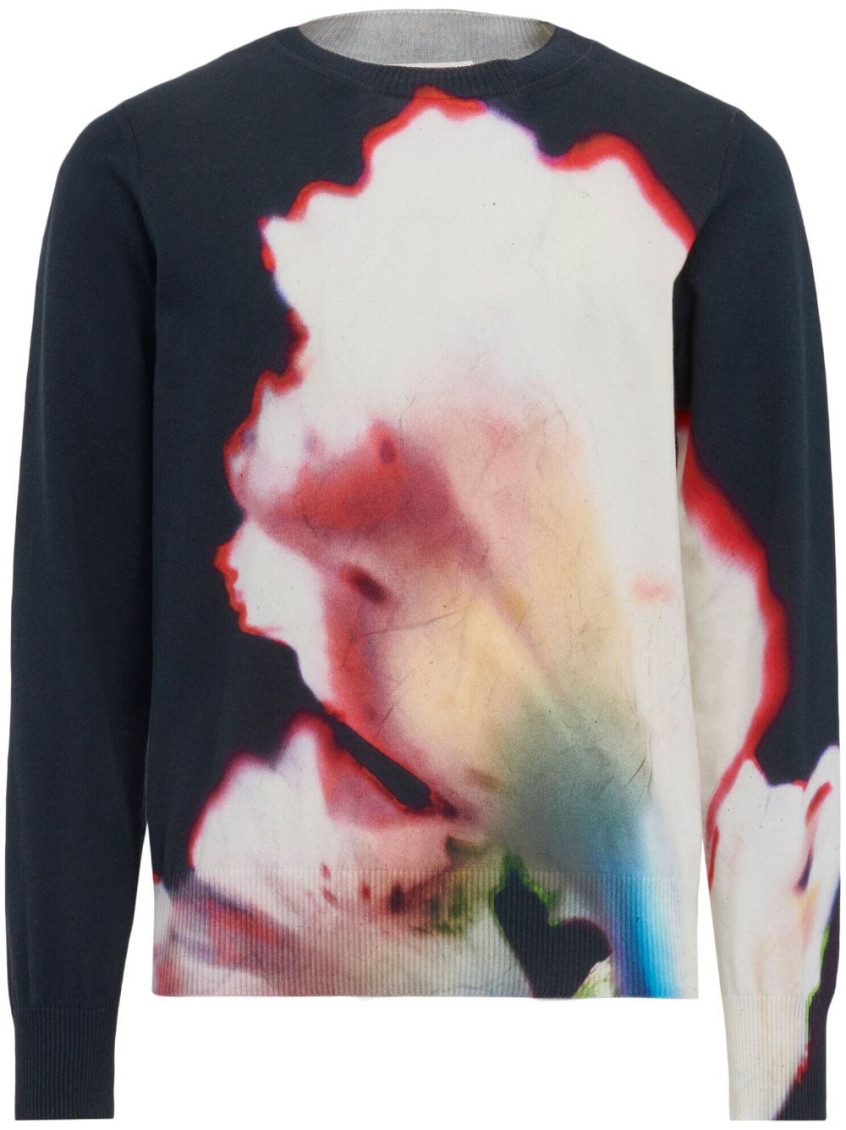 Solarised Flower-print cotton sweatshirt - Black