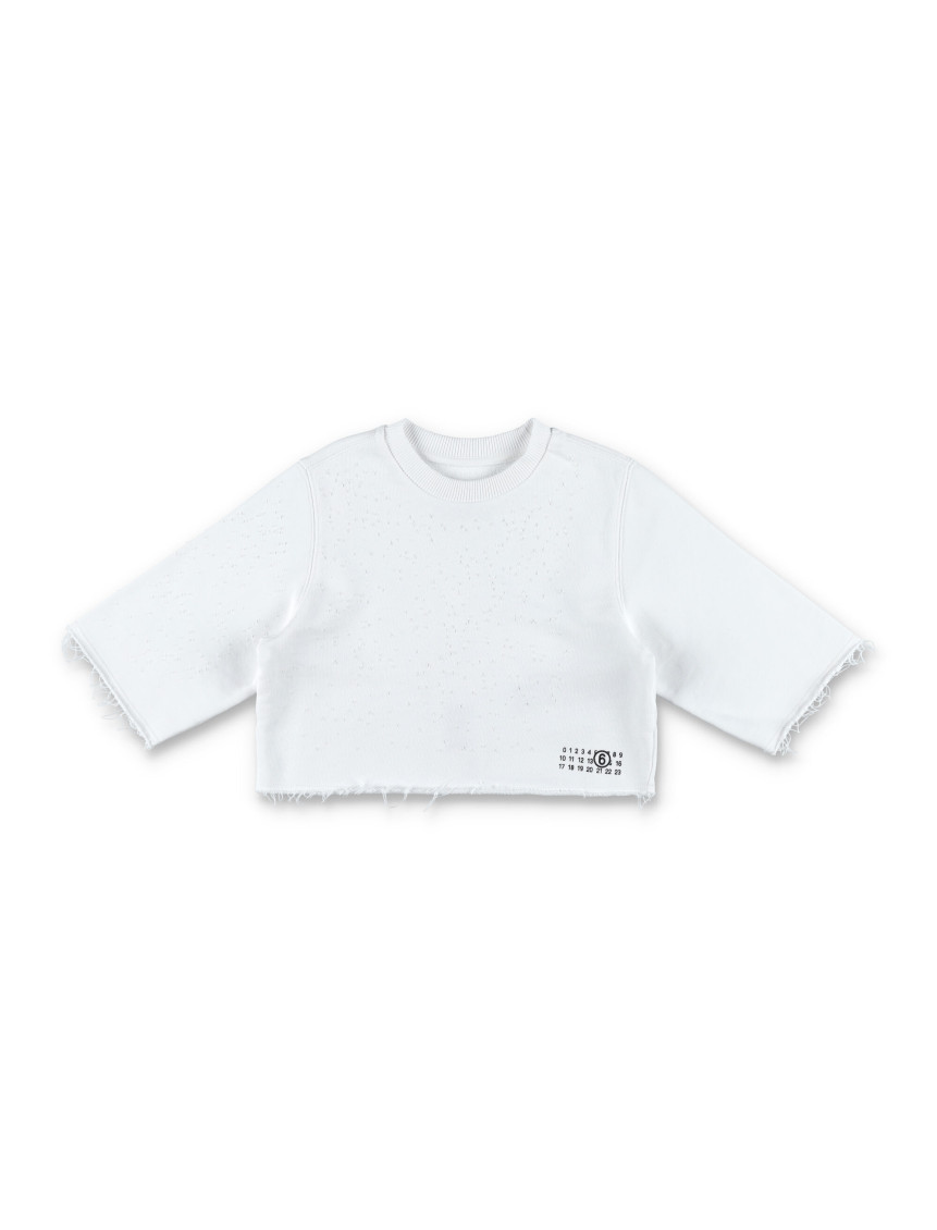 Girls White Logo Crop T- Shirt