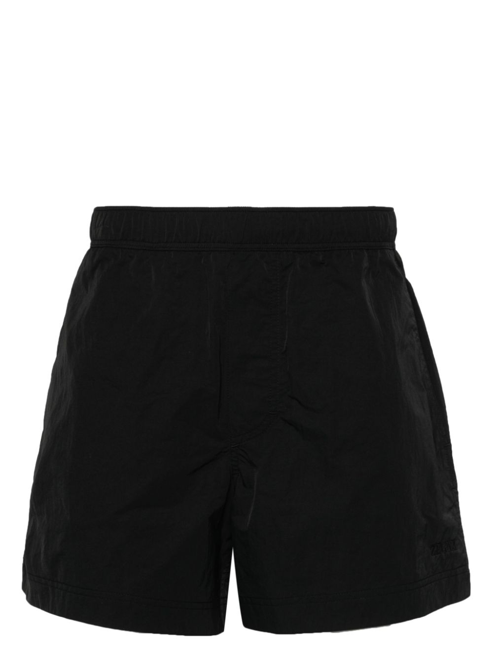 Embroidered-logo swim shorts - Black