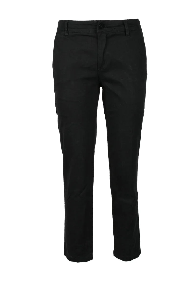 Slim Straight-Leg Black Trousers with Mid-Rise Waist