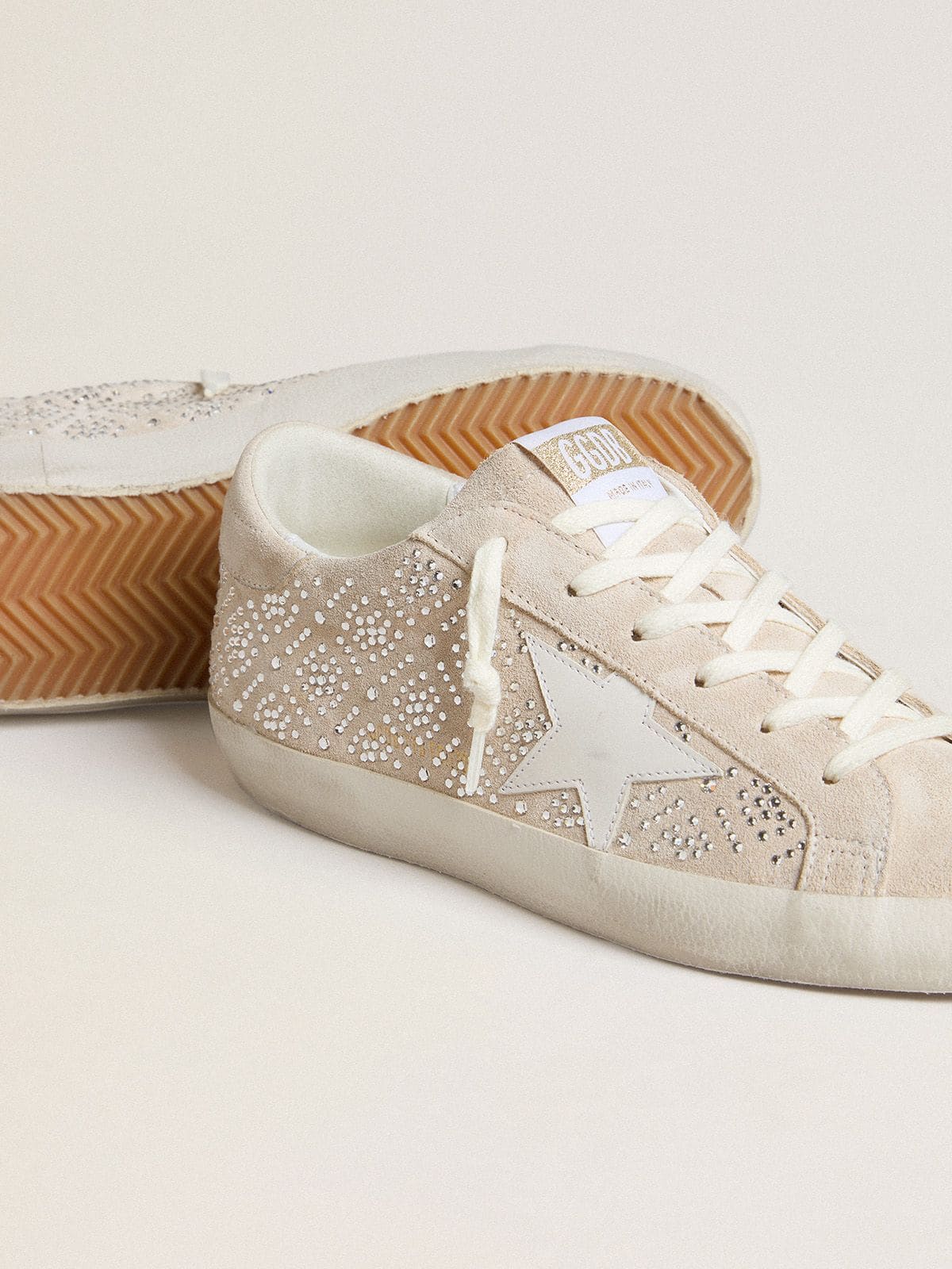 Golden Goose - Women's Super-star Ltd In Suede With Swarovski Crystals And Ice-gray Leather Star, Woman