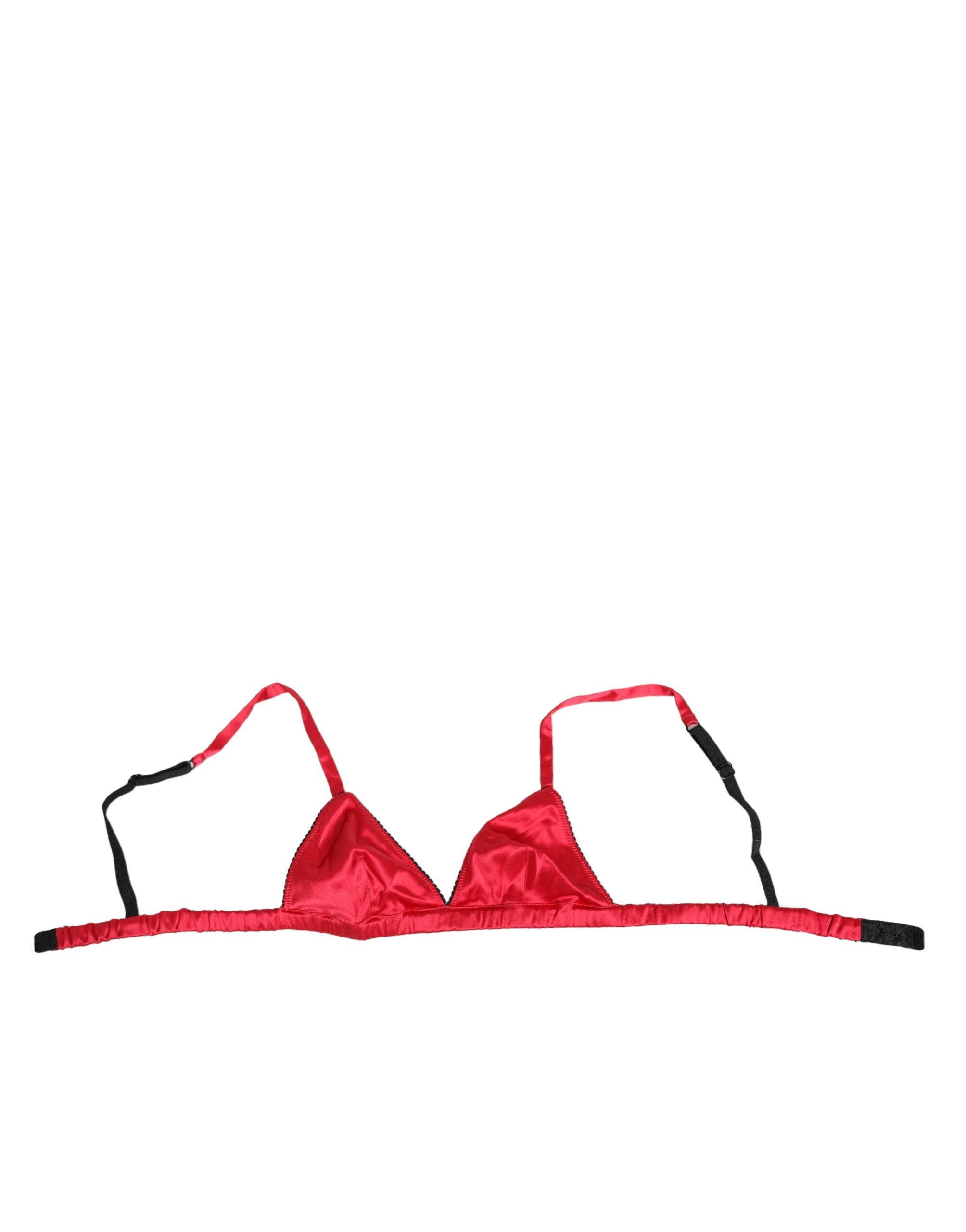 Silk Satin Triangle Soft Cup Bra — Red