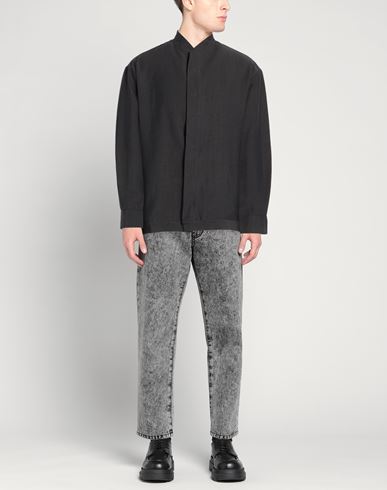 Man Shirt Black Size 40 Lyocell, Polyamide