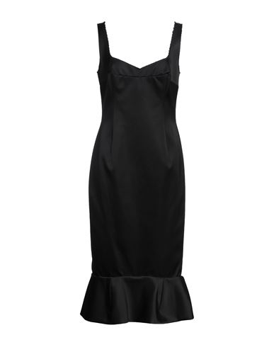 Woman Midi dress Black Size 6 Viscose, Cotton