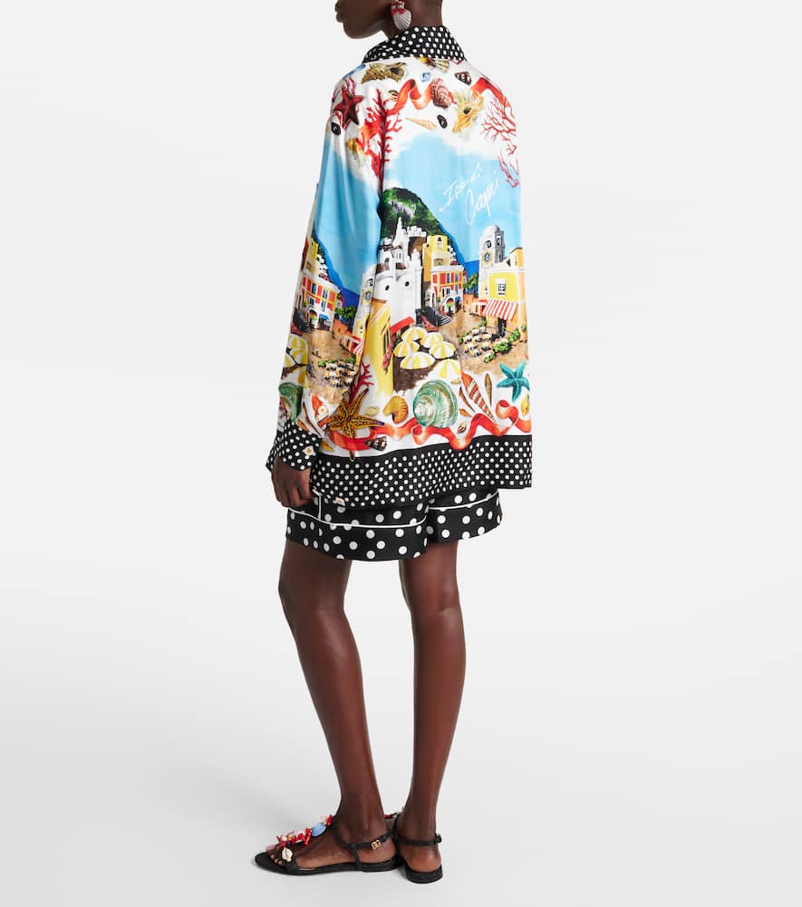 Capri printed silk satin shirt