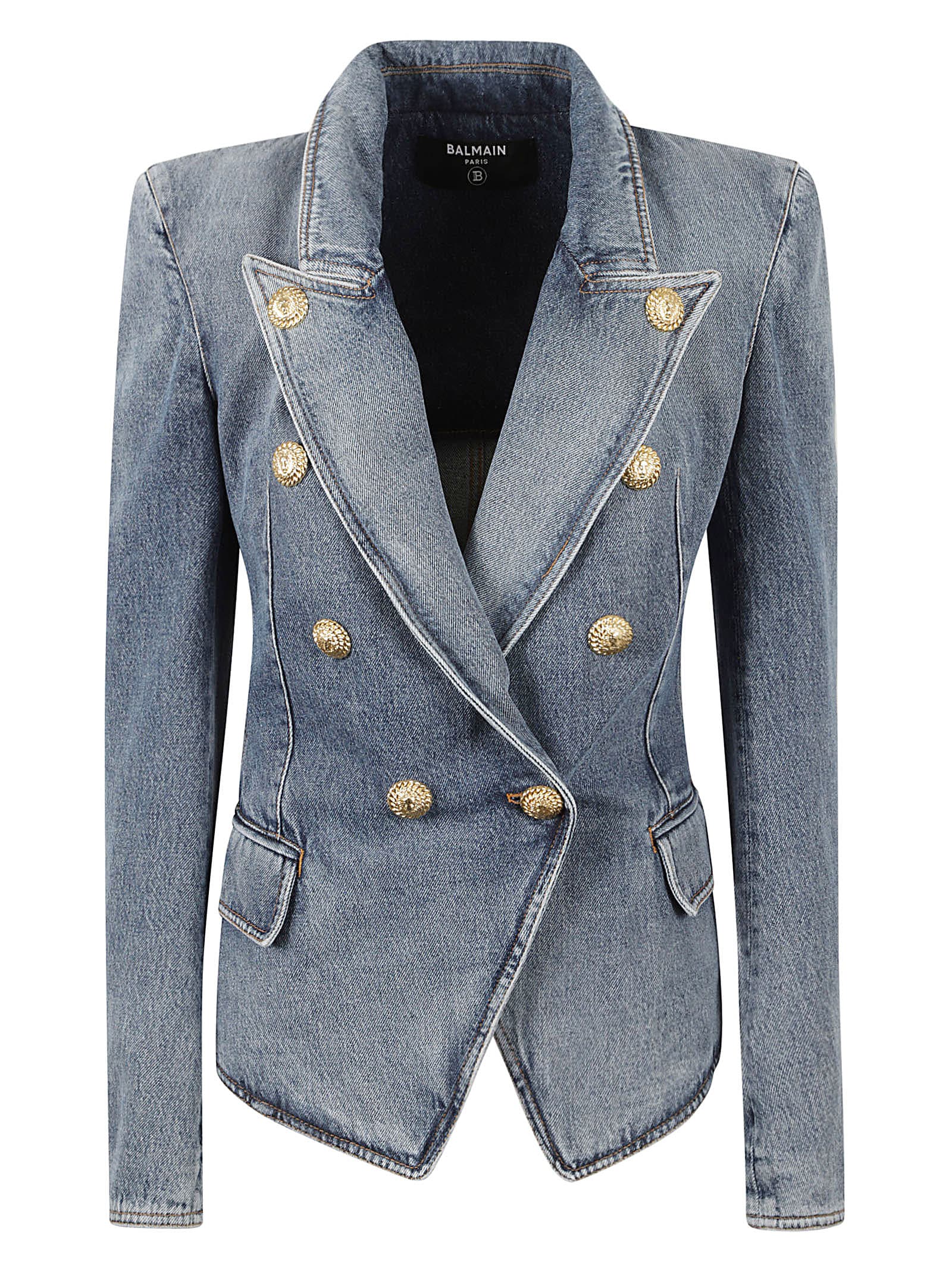 Double-Breasted Denim Blazer