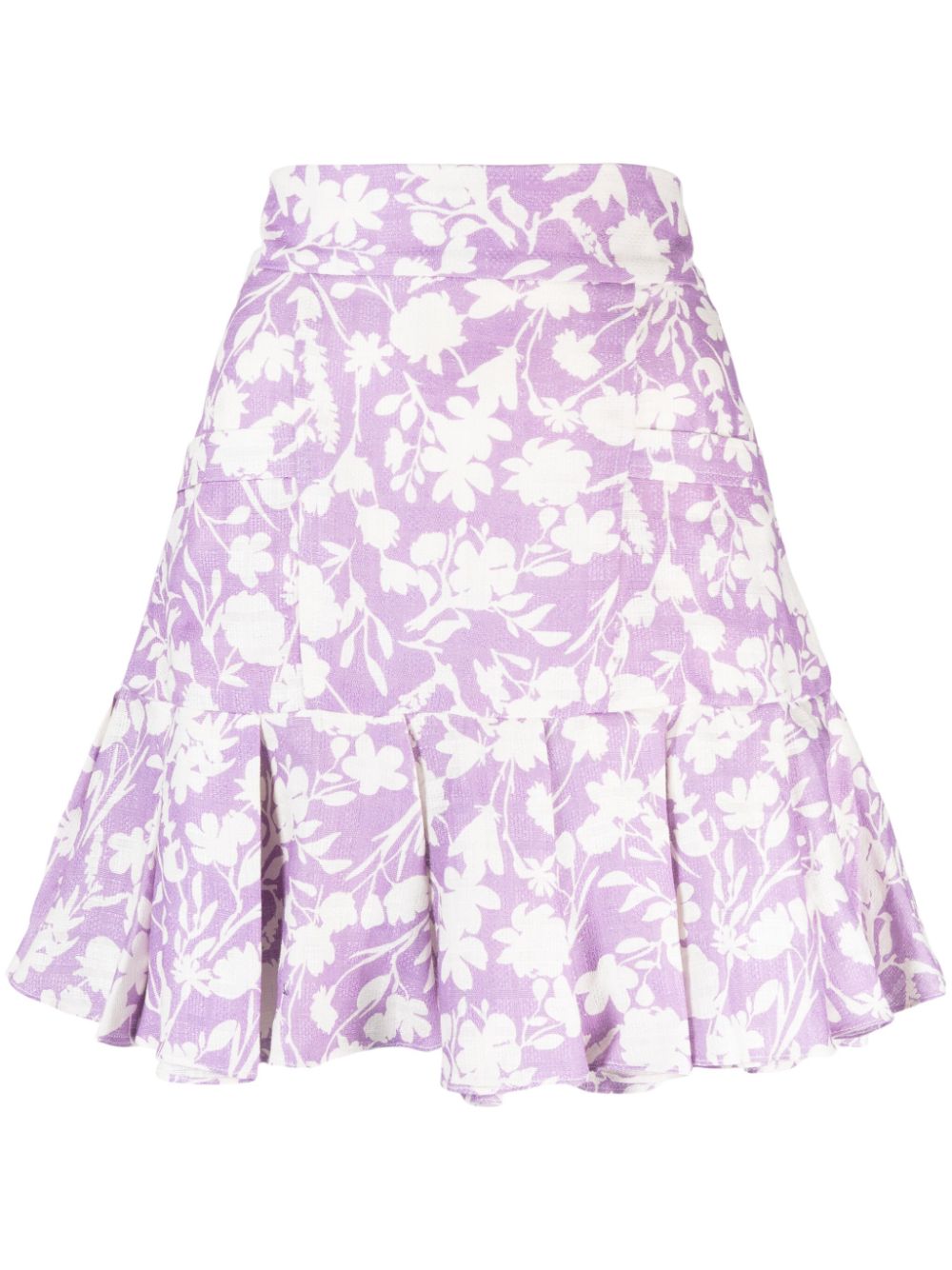 Arielle ruffle-hem linen mini skirt - Purple