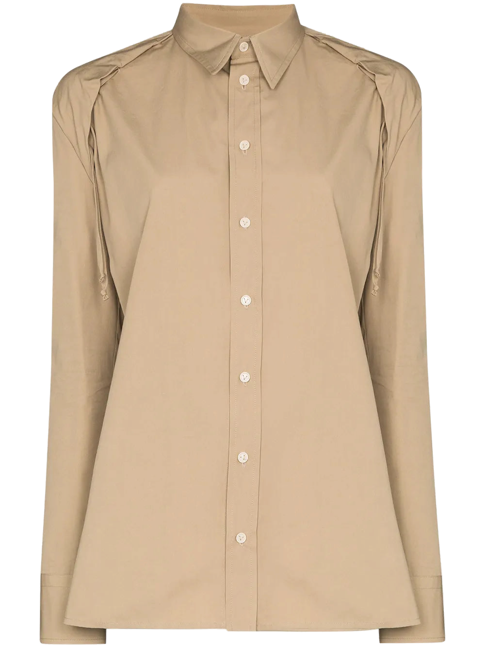 Gathered Detail Shirt — Brown