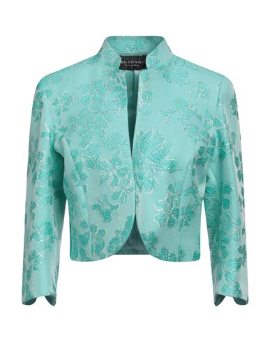 Woman Blazer Turquoise Size 10 Polyester, Silk