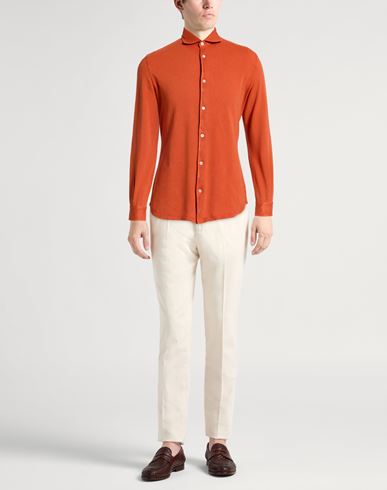 Man Shirt Rust Size 42 Cotton