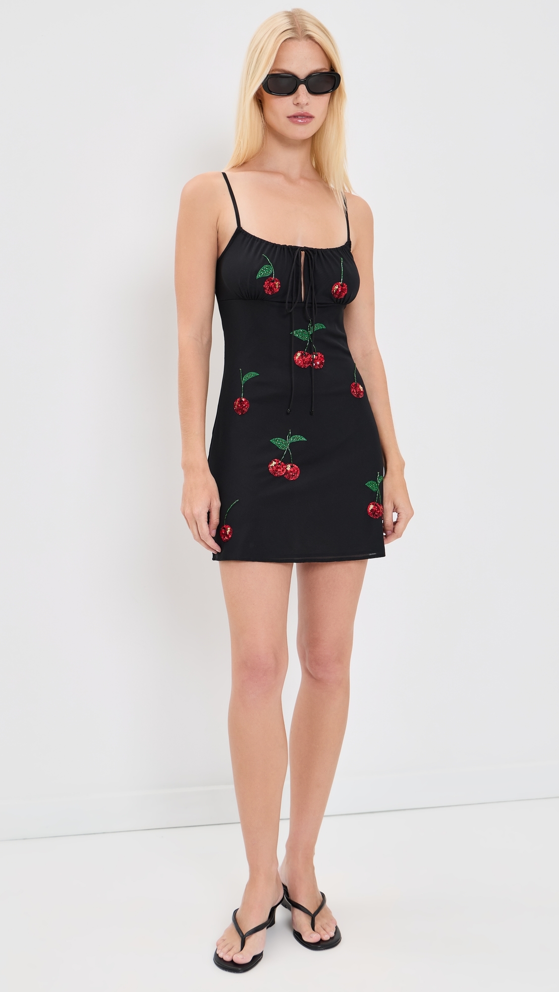 Cherry Slip Dress Black and Red