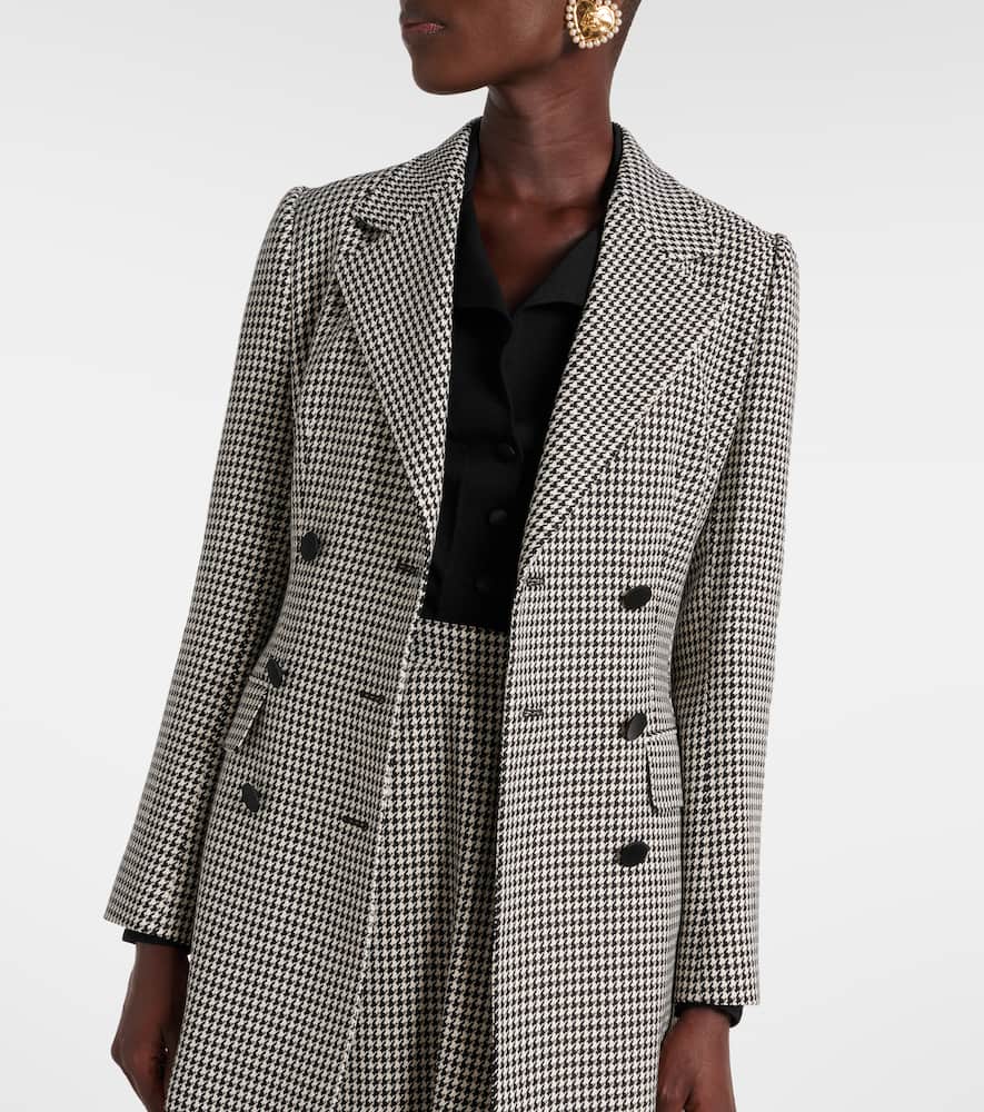 Houndstooth wool-blend blazer