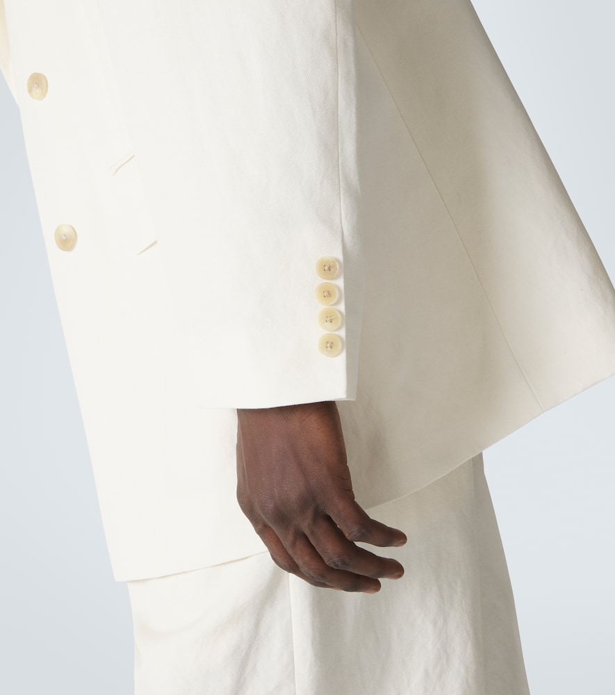 Double-breasted wool, cotton, and linen blazer