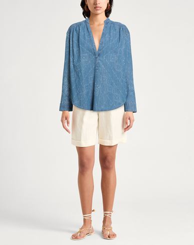 Denim Woman Top Blue Size 4 Cotton