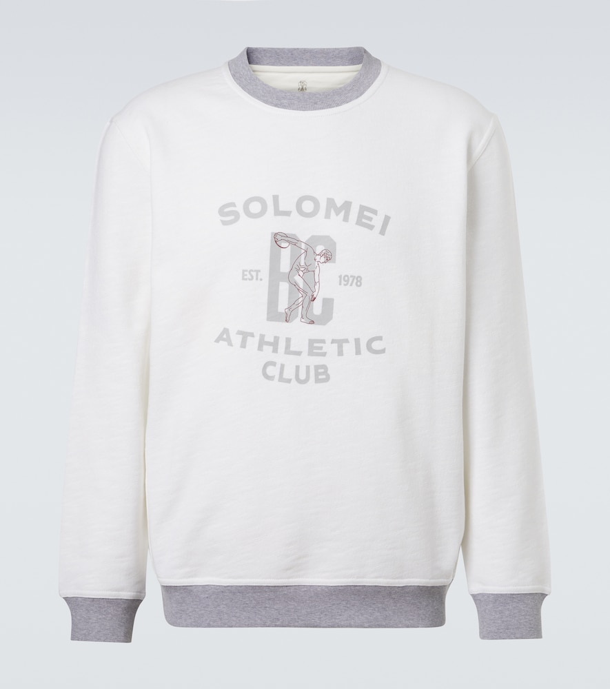 Printed cotton and linen sweatshirt