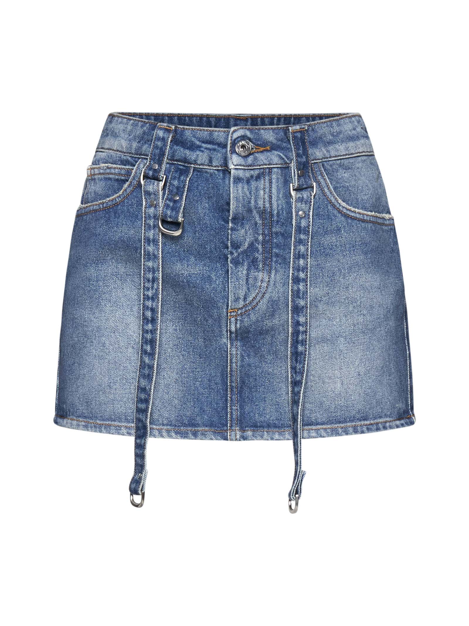 Logo-patch denim mini skirt - Blue