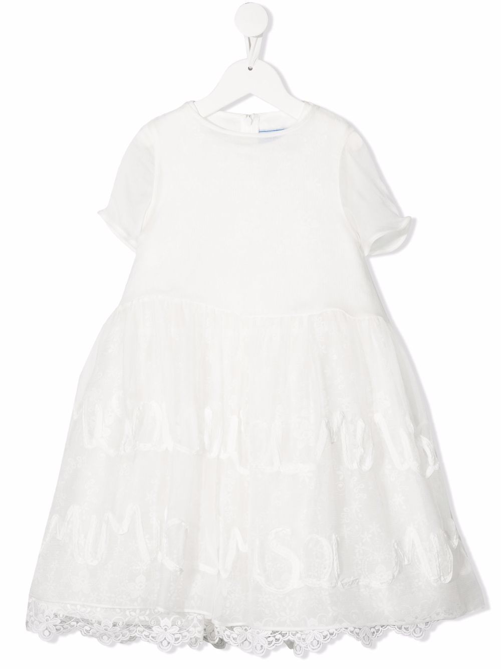 Lace-detail panelled midi dress - Neutrals