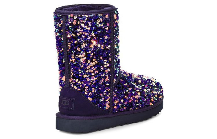 (WMNS) Classic Short Stellar Sequin Snow Boots Black/Blue/Purple