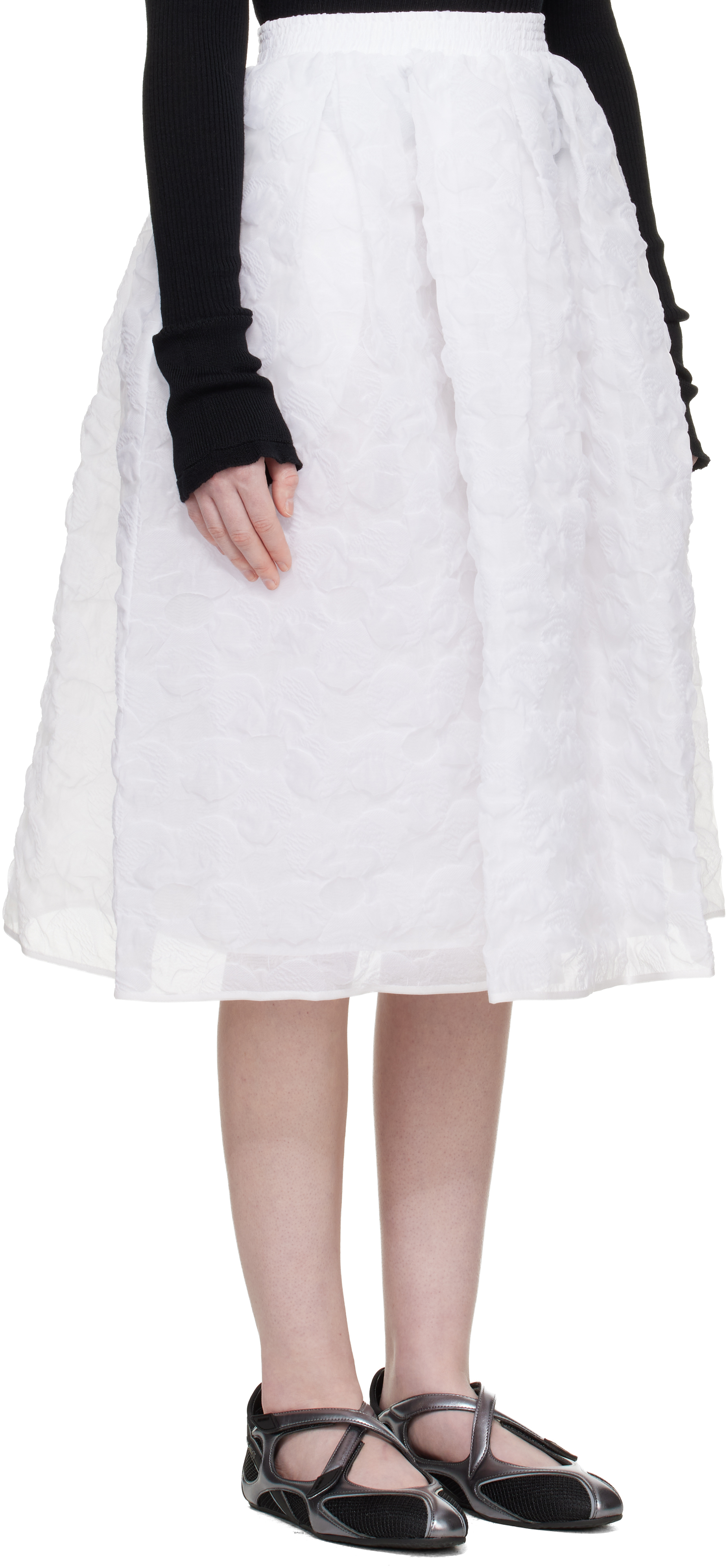 White CBmala Midi Skirt
