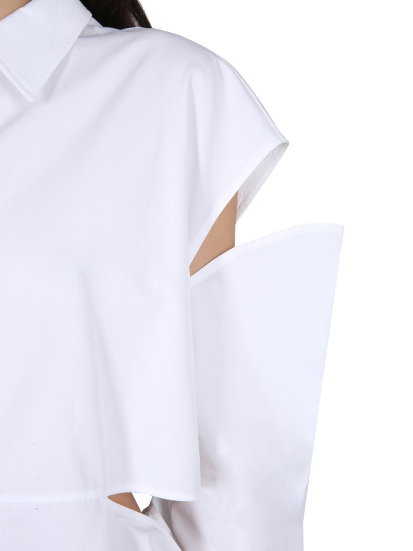 White Shirt Collar Mini Dress