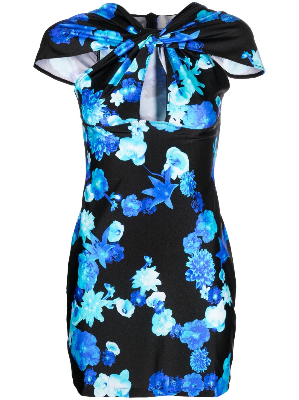 Floral-print cut-out minidress - Black