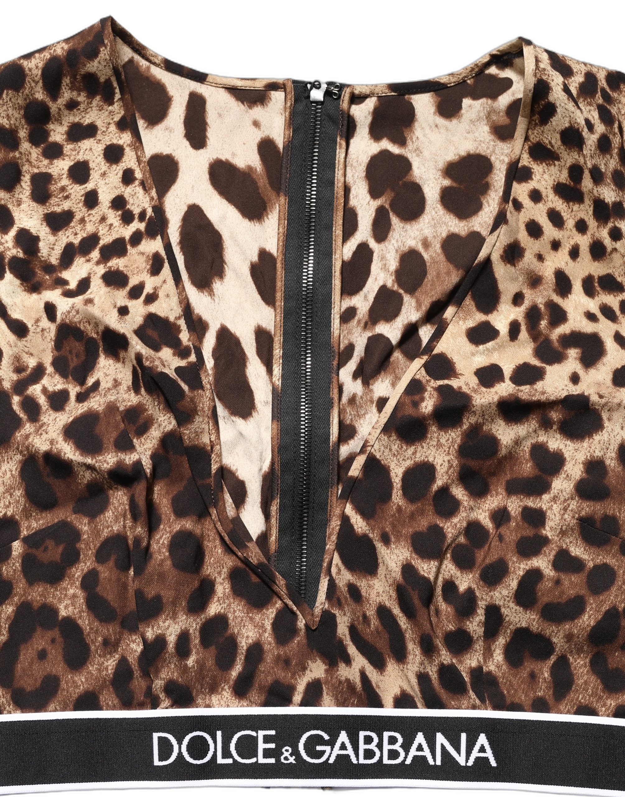 Leopard-Print Stretch Silk Tank Top — Brown