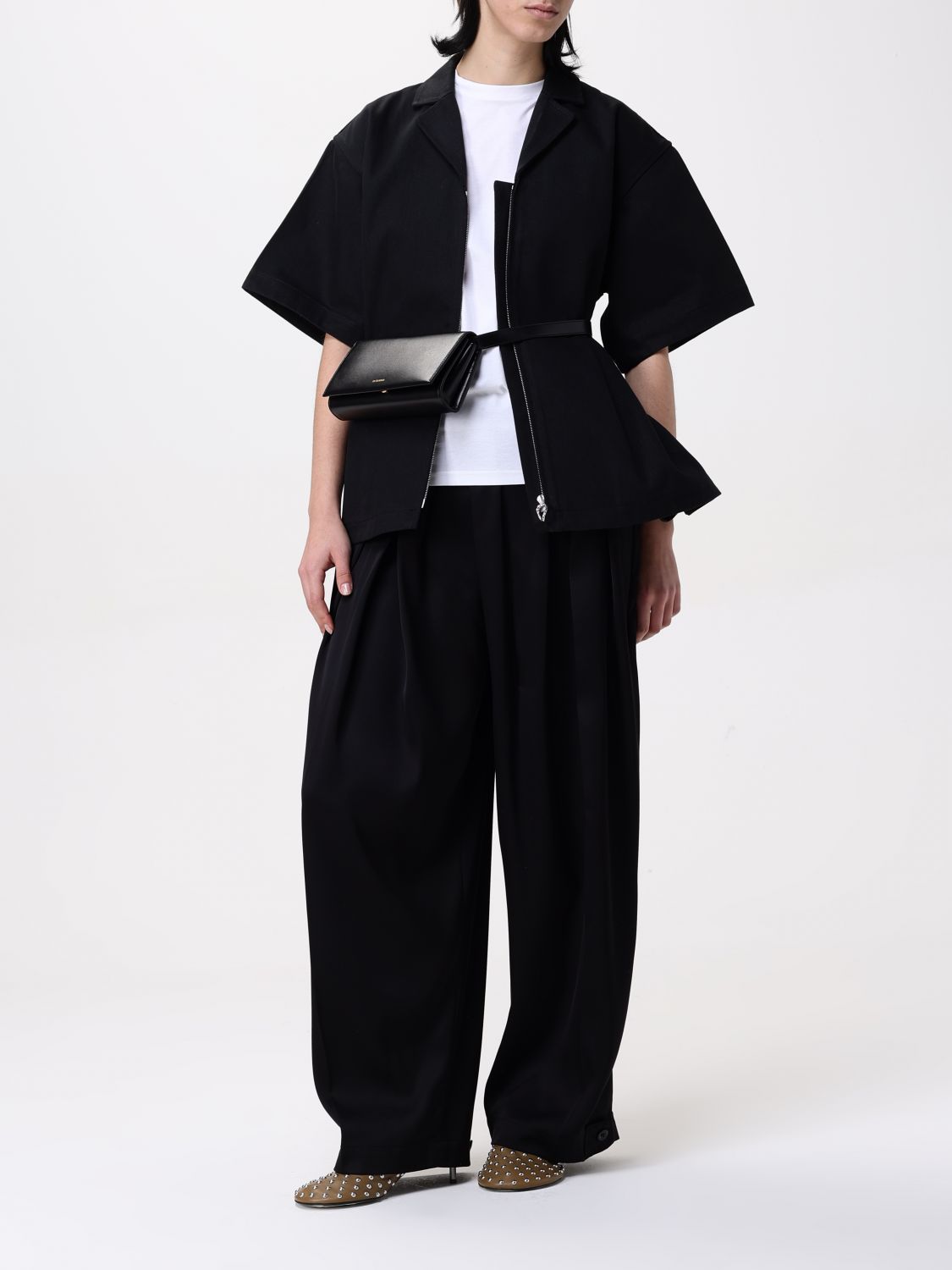 Pleated palazzo trousers - Neutrals