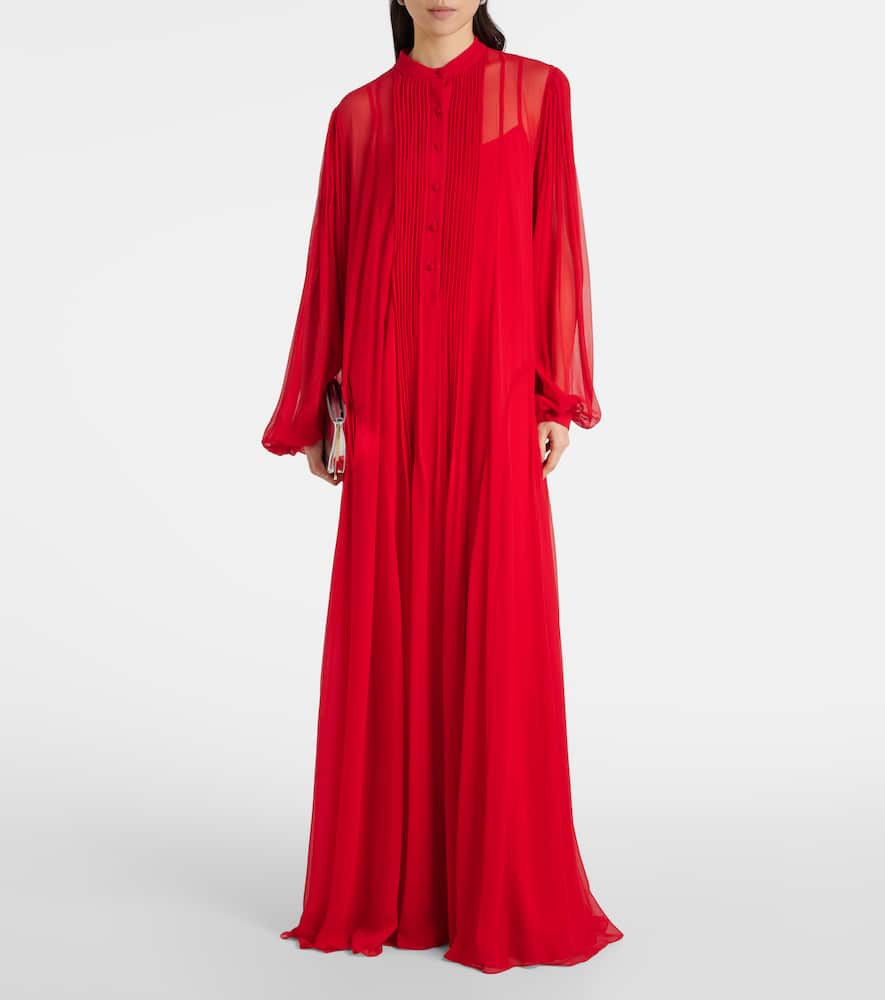 Clarinda pleated silk georgette maxi dress