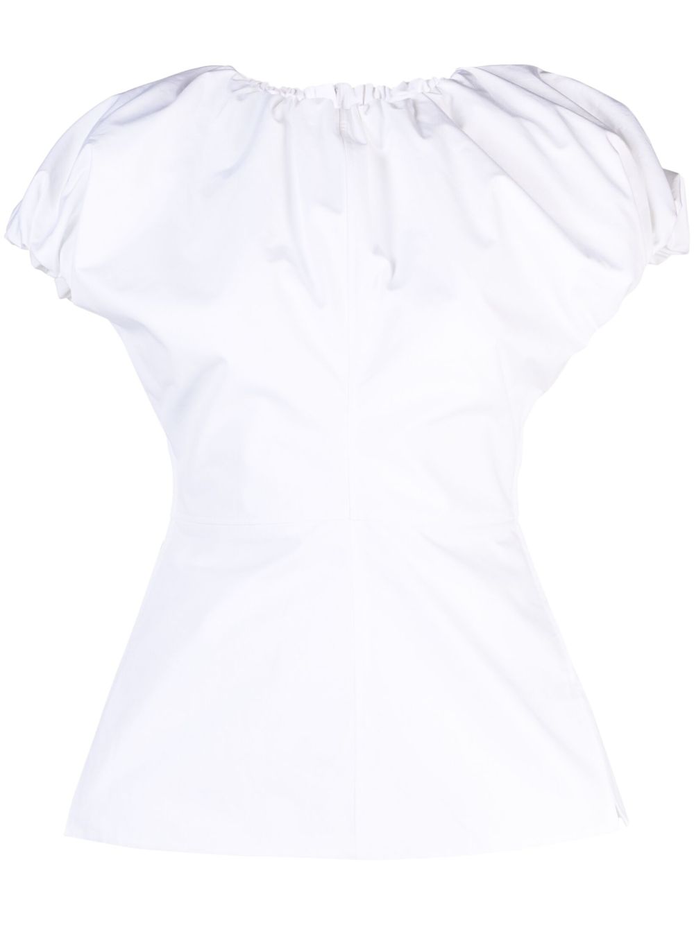 Puff-sleeve cotton top - White