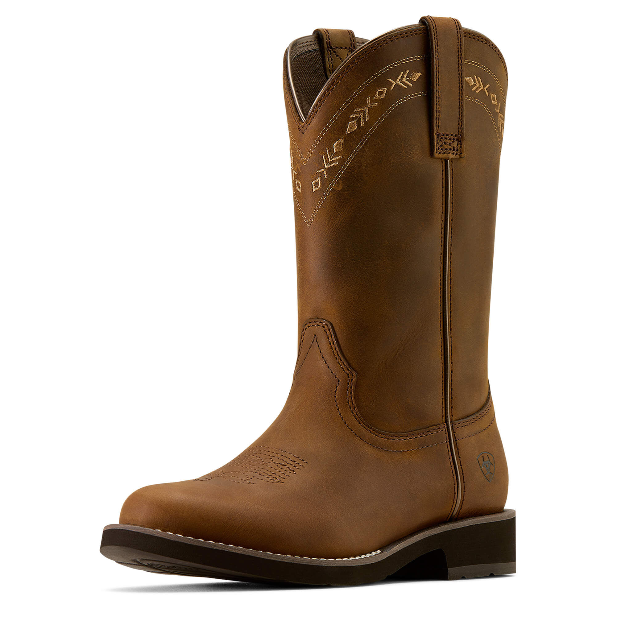 Women's Kearney Round Toe Western Boots in Distressed Brown, B Medium Width, Size 3, by