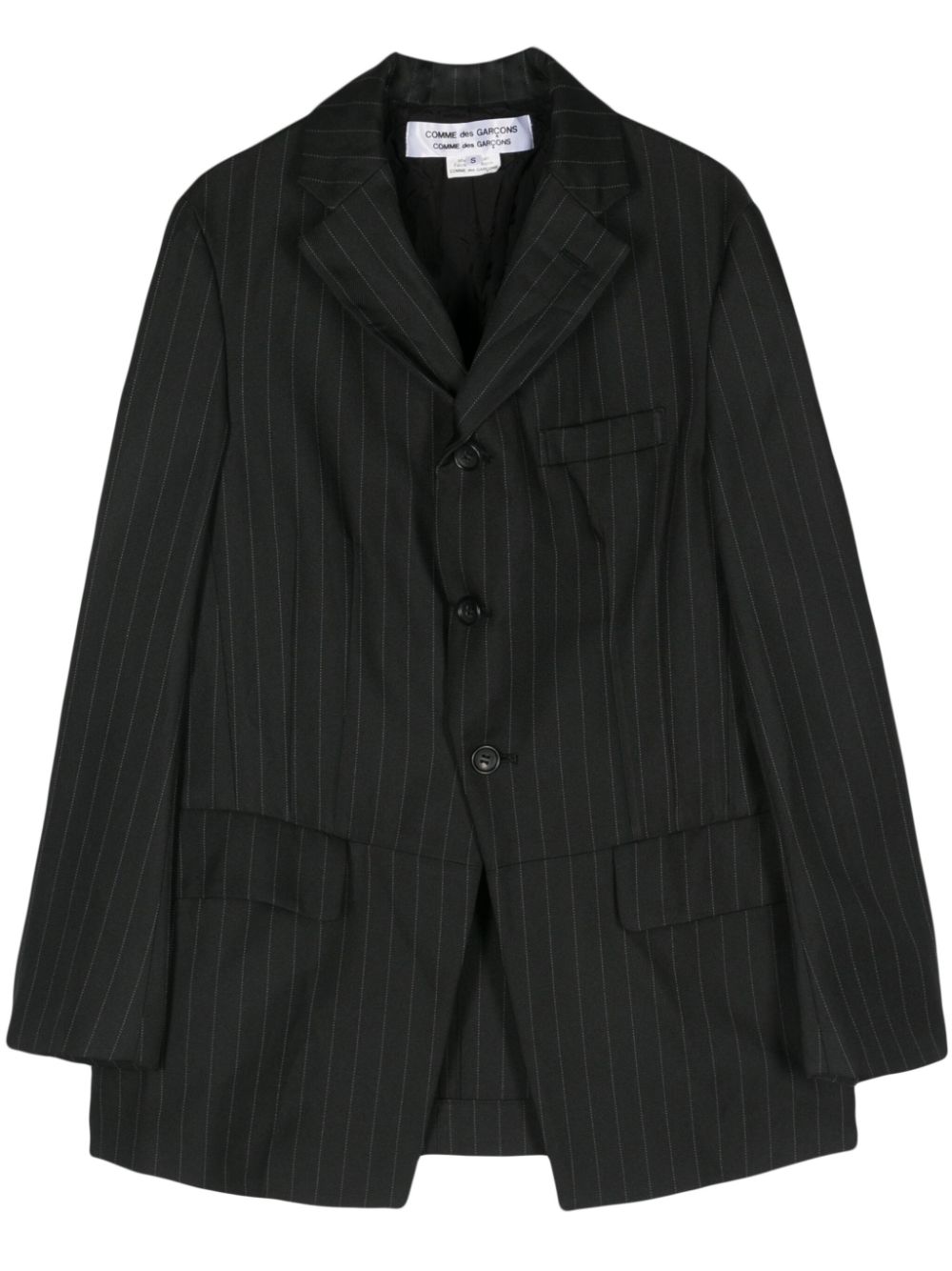 Single-breasted pinstripe blazer - Black