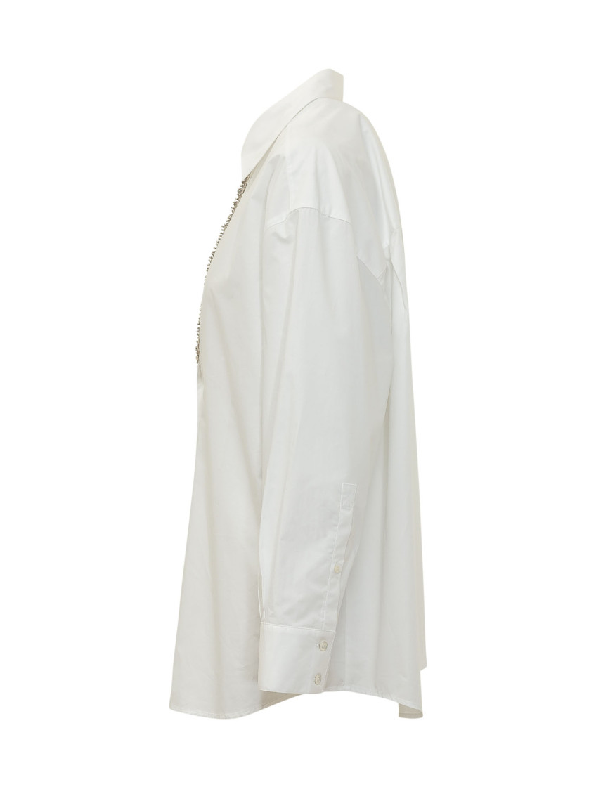 White Relaxed Embellished Shirt