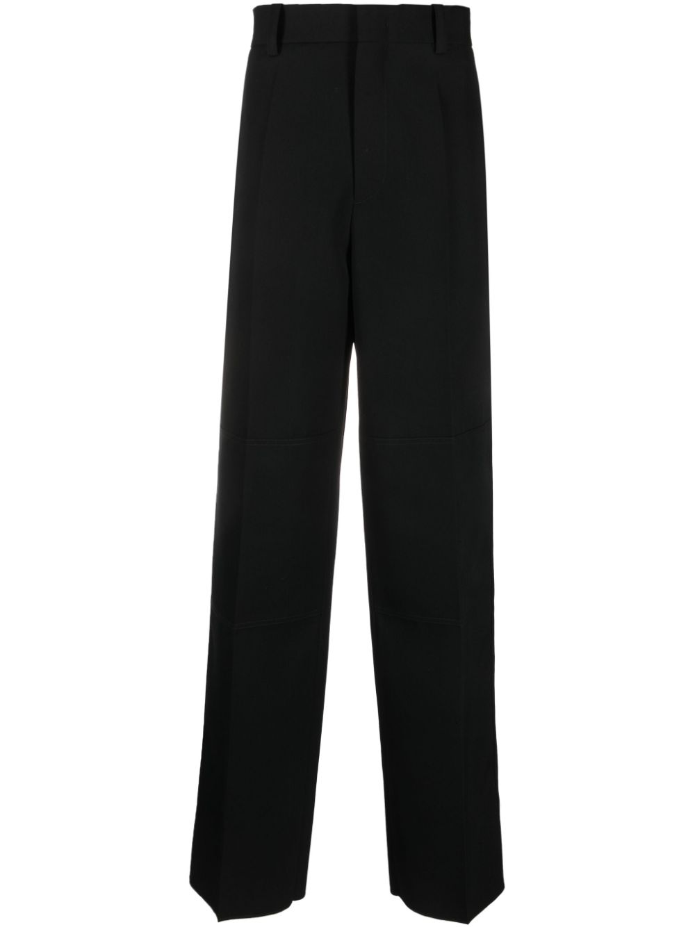 High-waist wool wide-leg trousers - Black