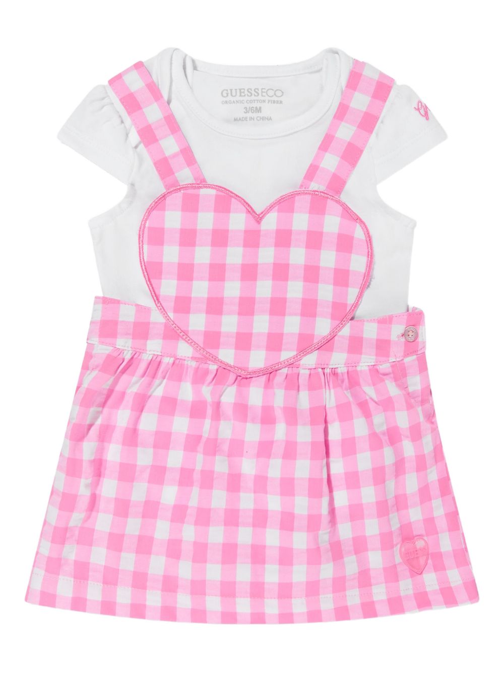 Guess kids gingham dress and body set - Pink