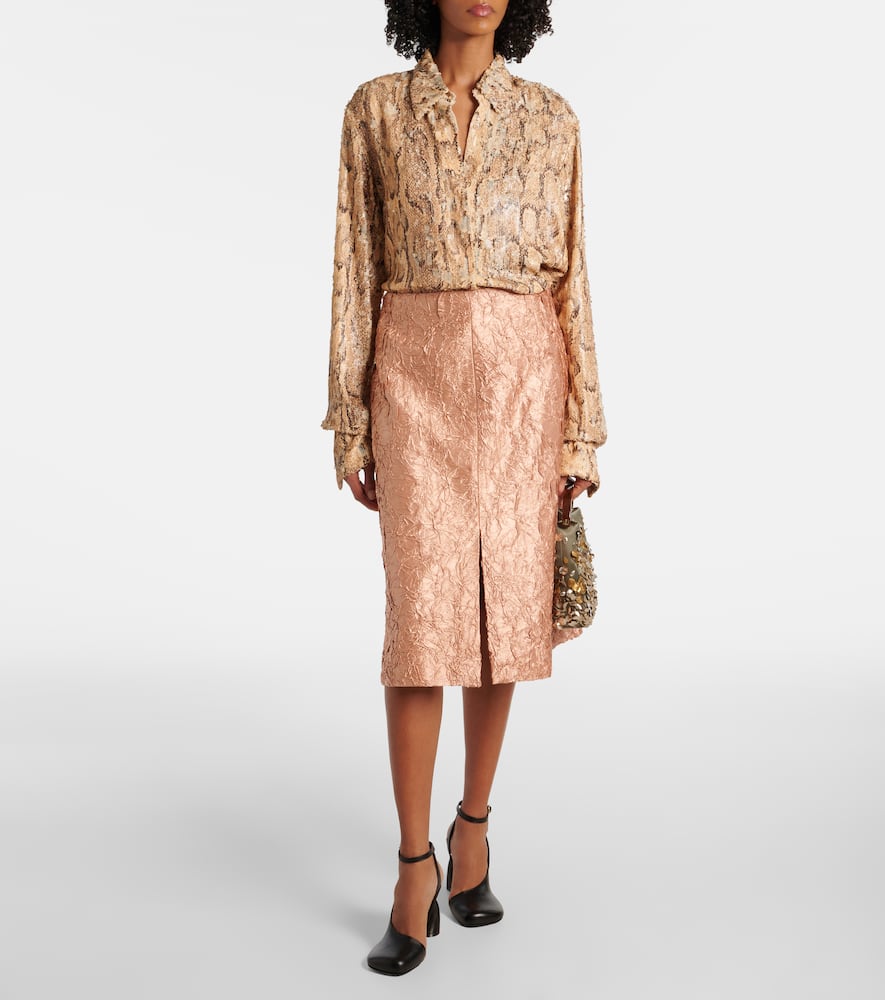 Lamé midi skirt