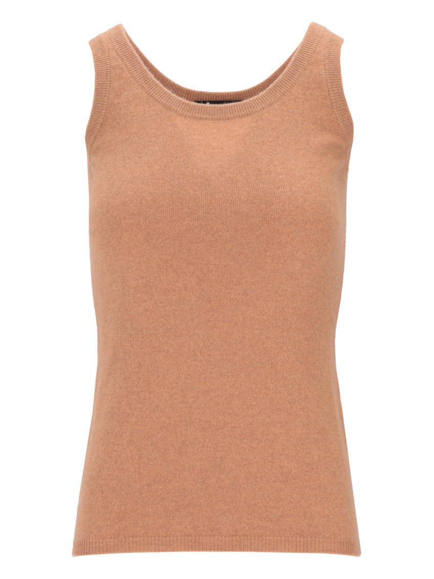 Brown Solid Round Neck Top