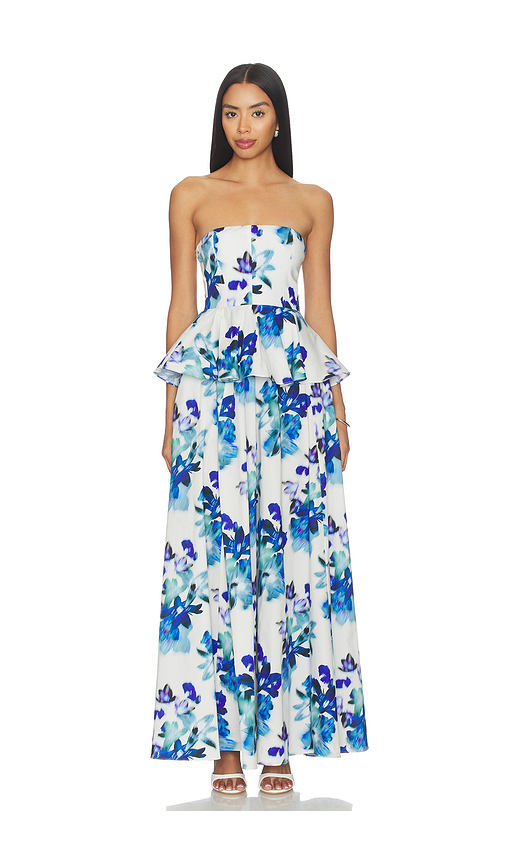 MISA Los Angeles Mattea Dress in White,Royal. - XXS also in XS, S, M