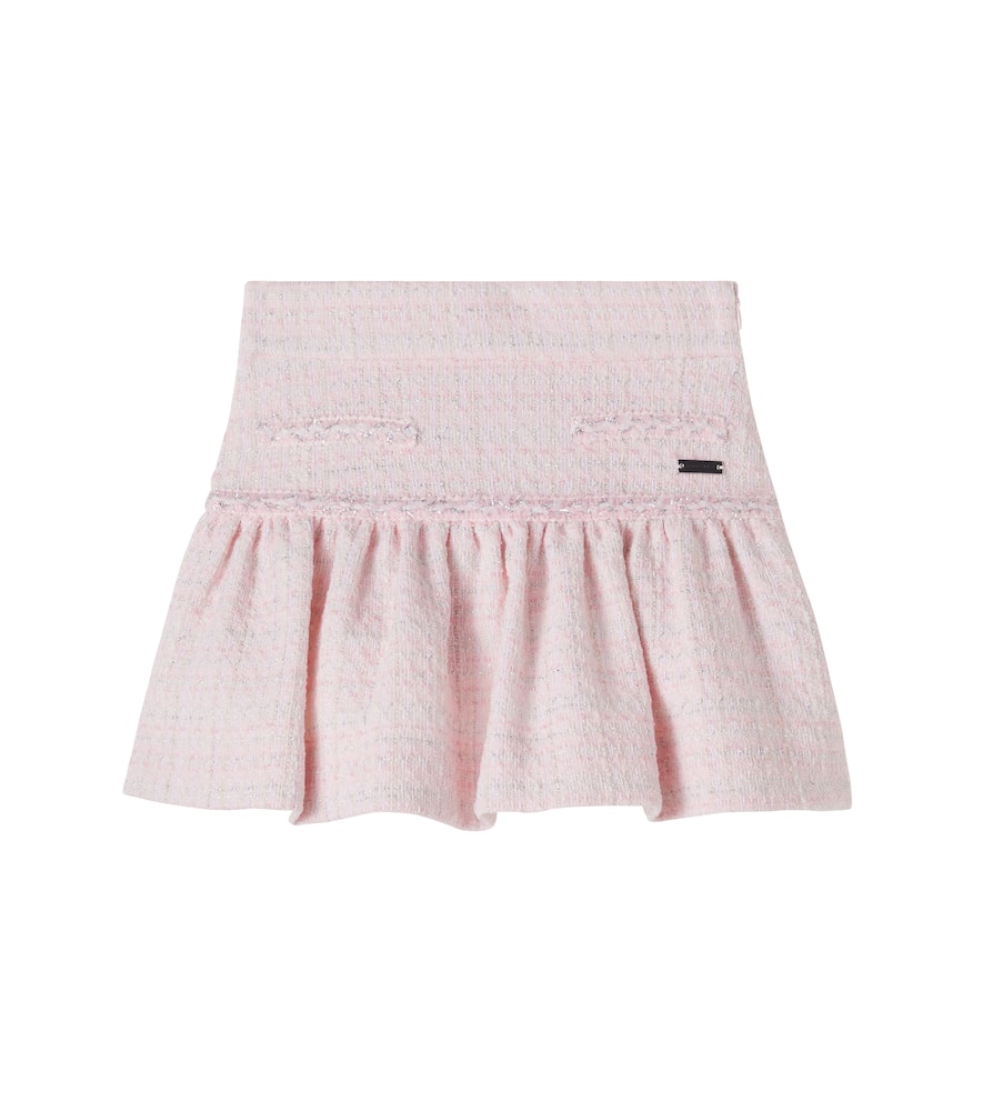 Cotton-blend lamé tweed skirt