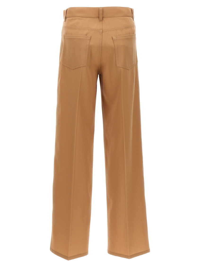 -Loose Leg Pantaloni Beige-Donna