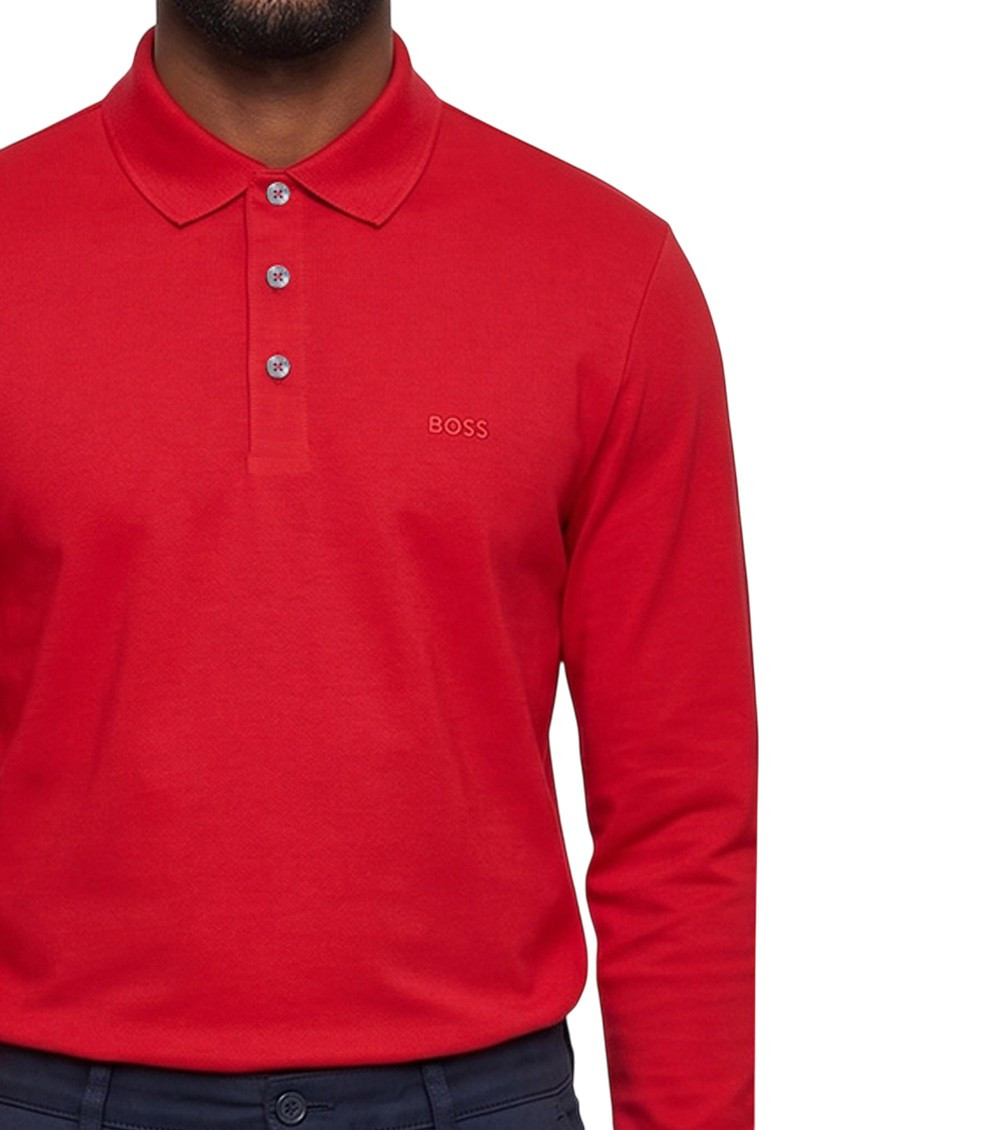 Red Solid Shirt Collar Polo