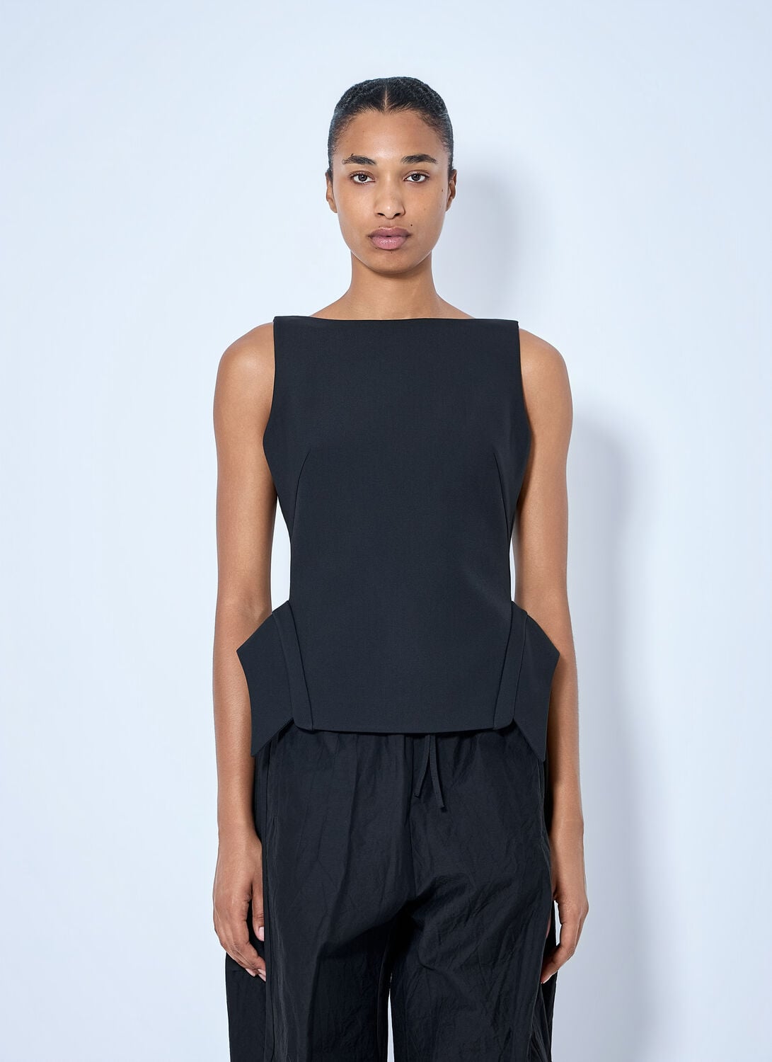 Deconstructed Collar Top - Woman Tops Black Fr