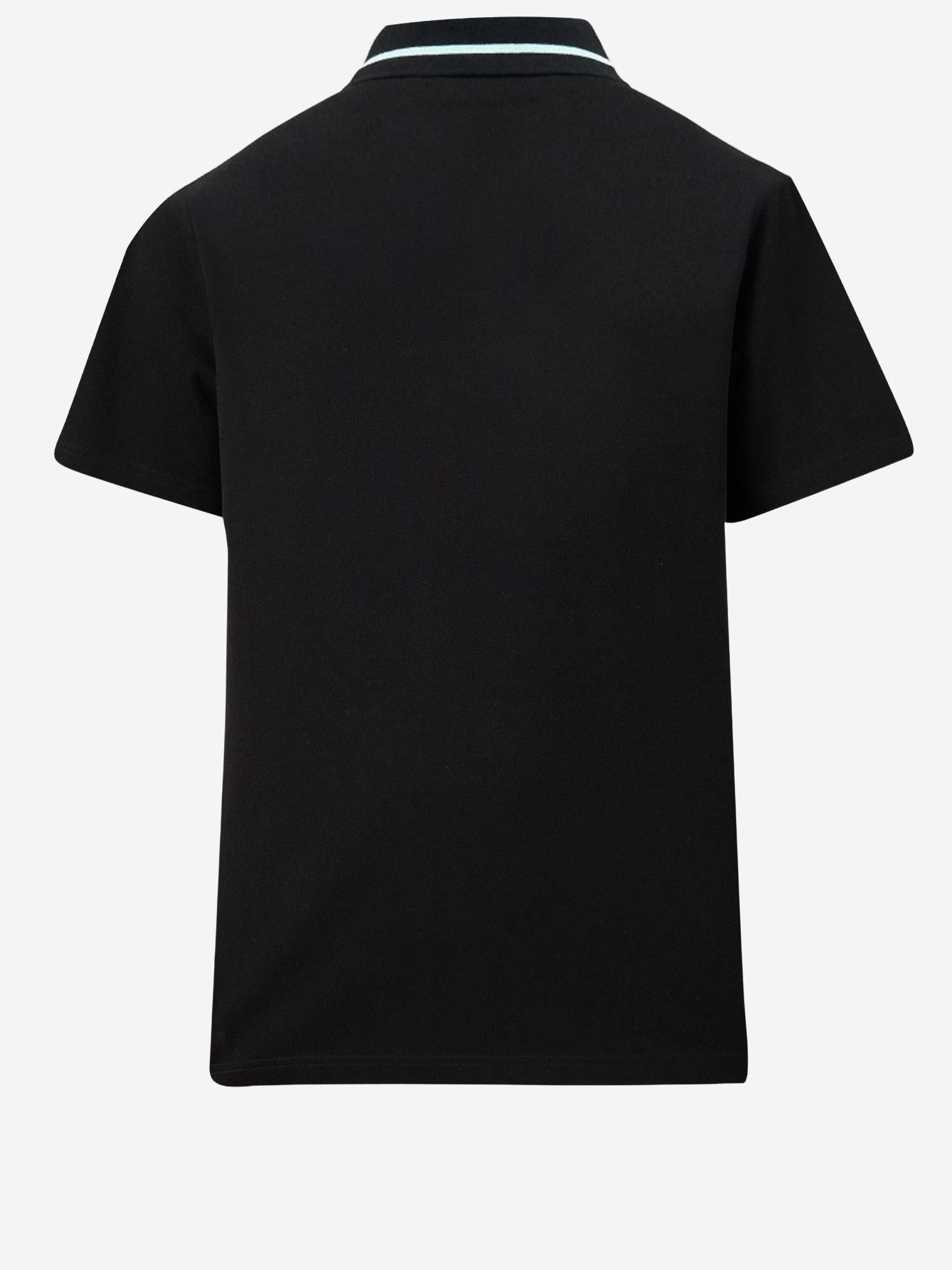 Two-Tone Collar Cotton Polo Shirt — Black
