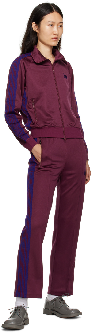 Burgundy Striped Track Pants