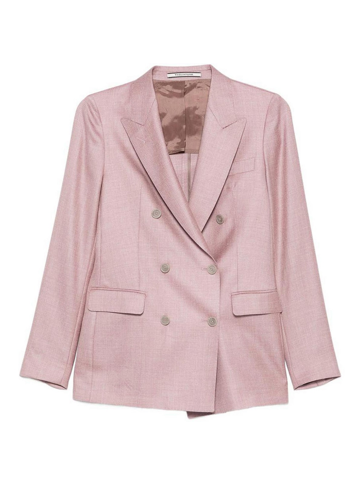 Double-Breasted Pink Wool Blazer