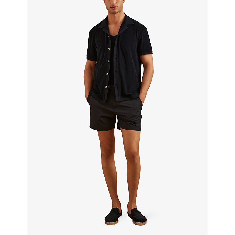 Mens VY Eden Cuban-collar Short-sleeve Towelling Cotton Shirt XL