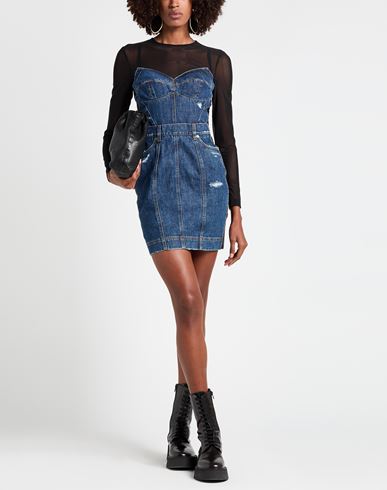 Woman Mini dress Blue Size 0 Cotton, Polyamide, Elastane