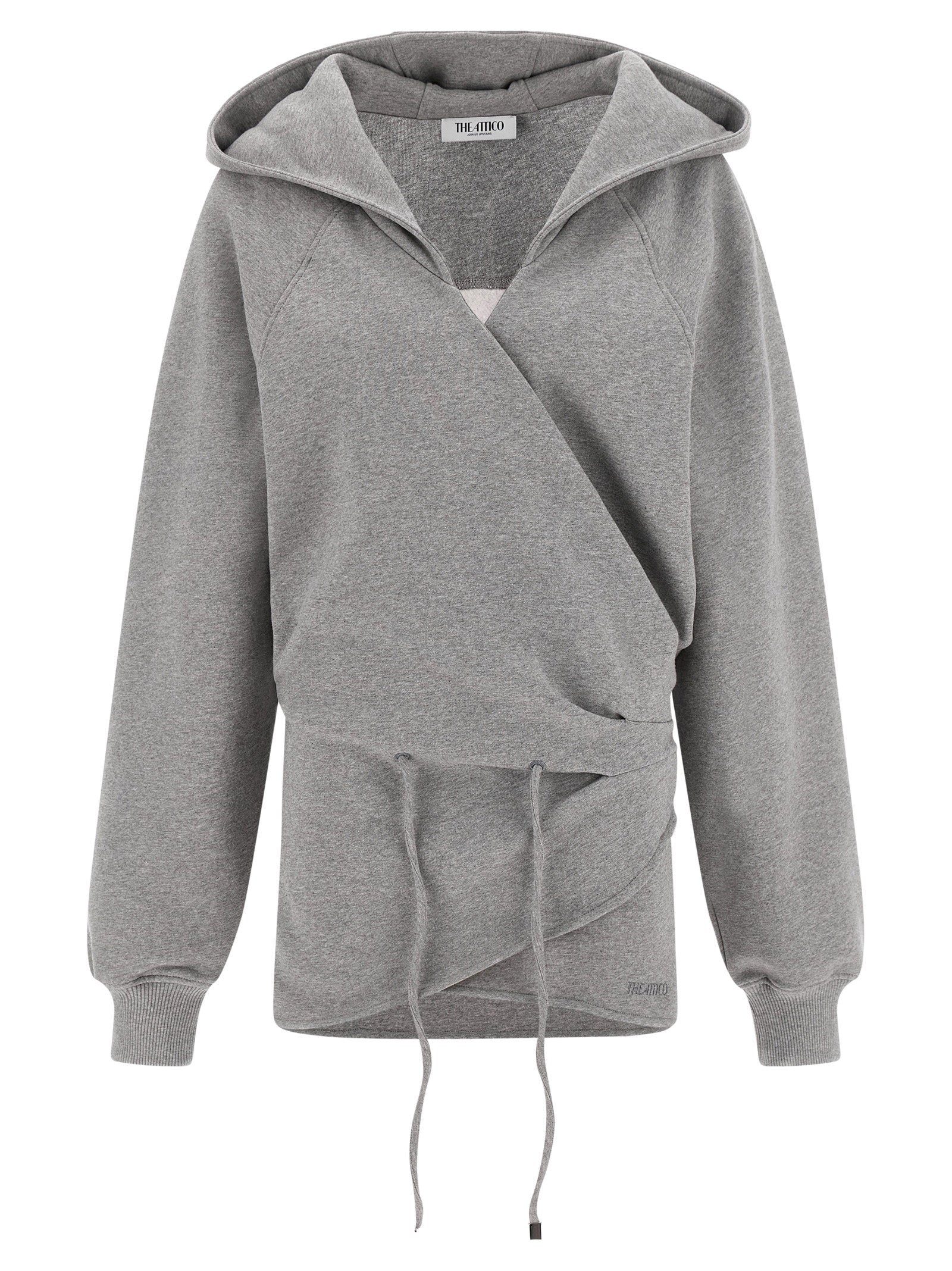 Hooded Mélange Fleece Dress — Gray