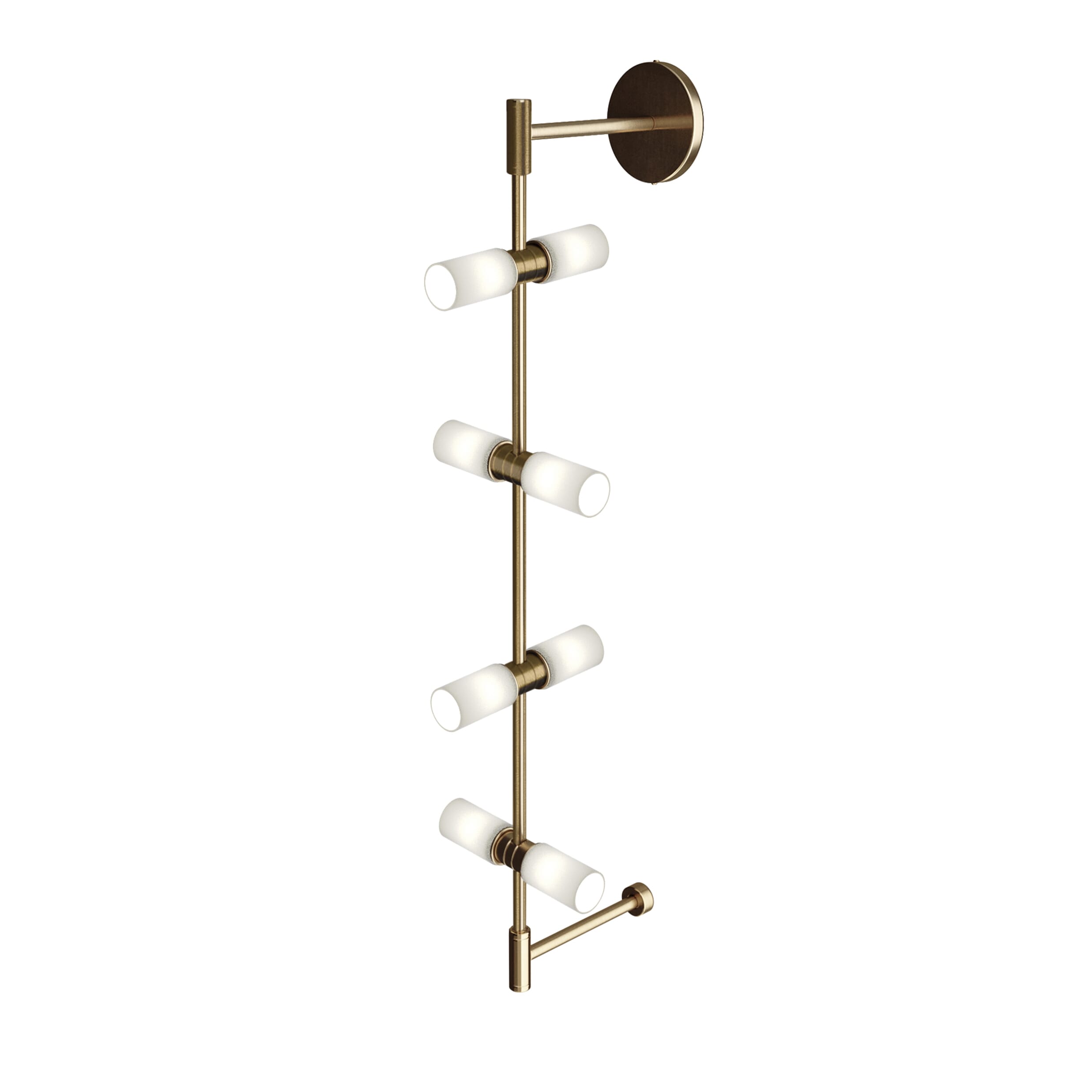 ModernRail 8-Light 36" Wall Sconce in Aged Brass and Glass Cylinder
